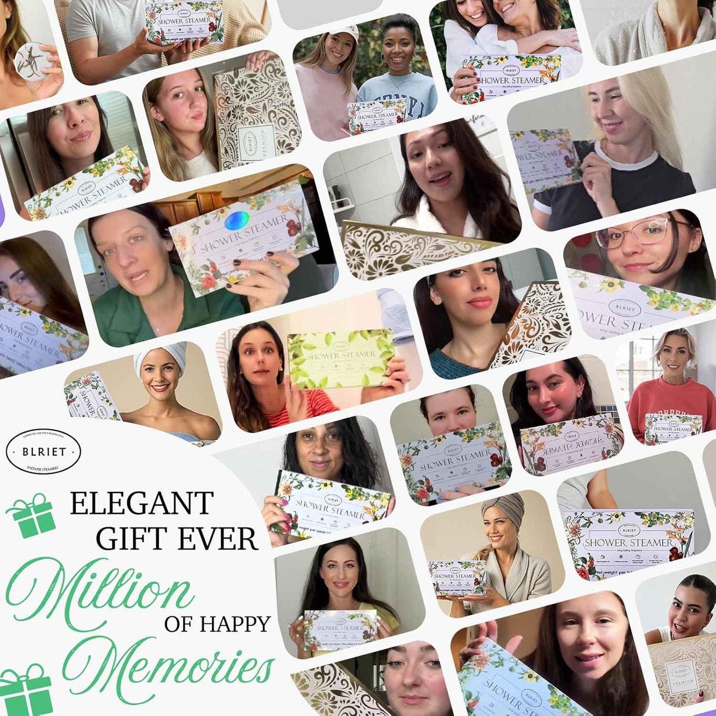 Shower Steamers Aromatherapy BLRIET 8 Pack Birthday Gifts for Women, Men, Teens, Mint Shower Bombs with Natural Essential Oil, Stress Relief and Relaxation, Gifts for Him & Her, Spa Gifts