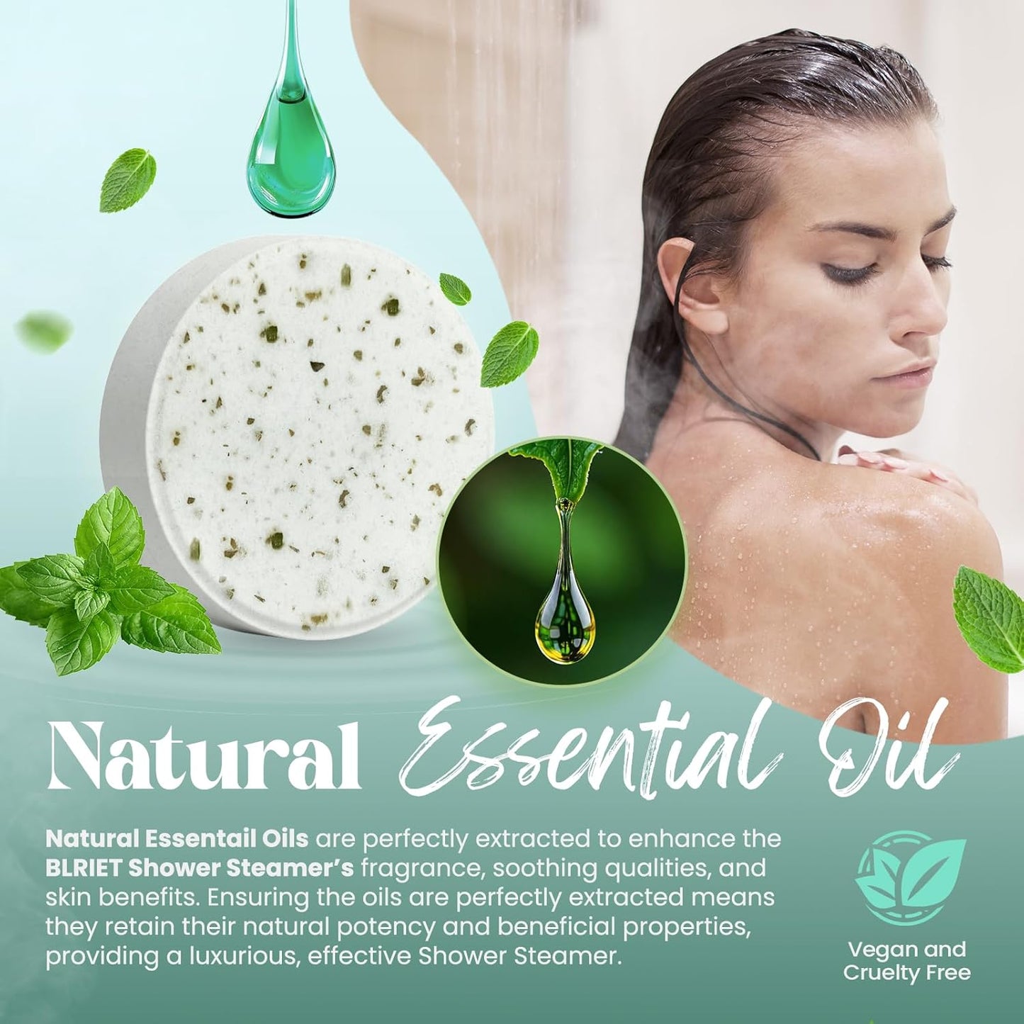 Shower Steamers Aromatherapy BLRIET 8 Pack Birthday Gifts for Women, Men, Teens, Mint Shower Bombs with Natural Essential Oil, Stress Relief and Relaxation, Gifts for Him & Her, Spa Gifts
