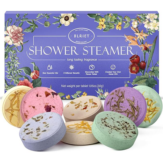 BLRIET Shower Steamers Aromatherapy Christmas Gifts Stocking Stuffers for Women 8 Pack Floral