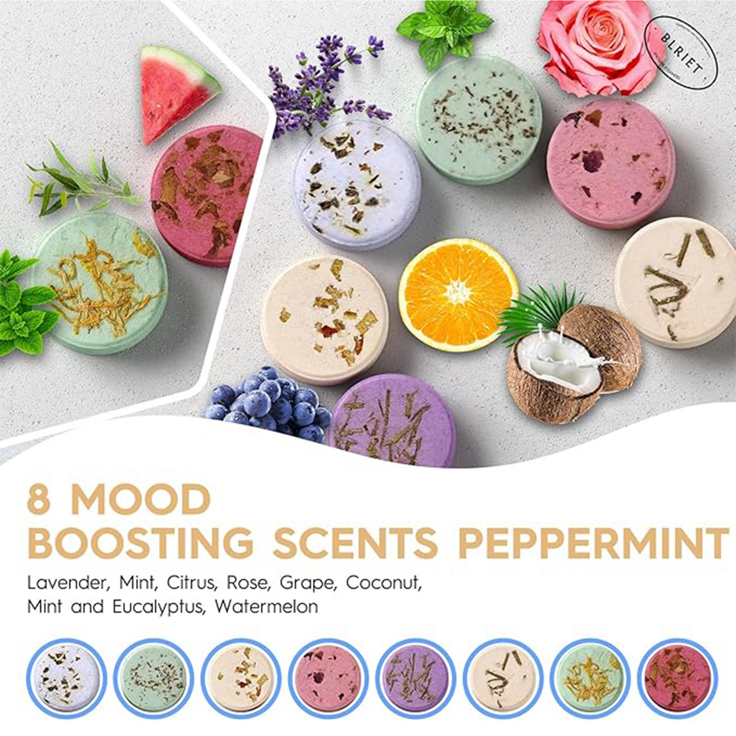BLRIET Shower Steamers Aromatherapy Stocking Stuffers Christmas Gifts for Women 8 PCS Fruit